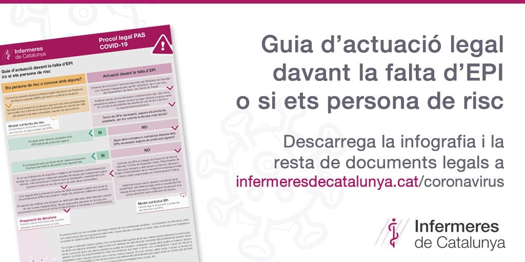El Departament Legal d’Infermeres de Catalunya elabora un protocol d’actuació PAS davant la manca d’EPI