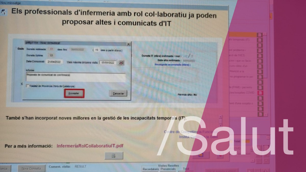 Salut apel·la al rol col·laboratiu de les infermeres perquè facin de secretàries del metge