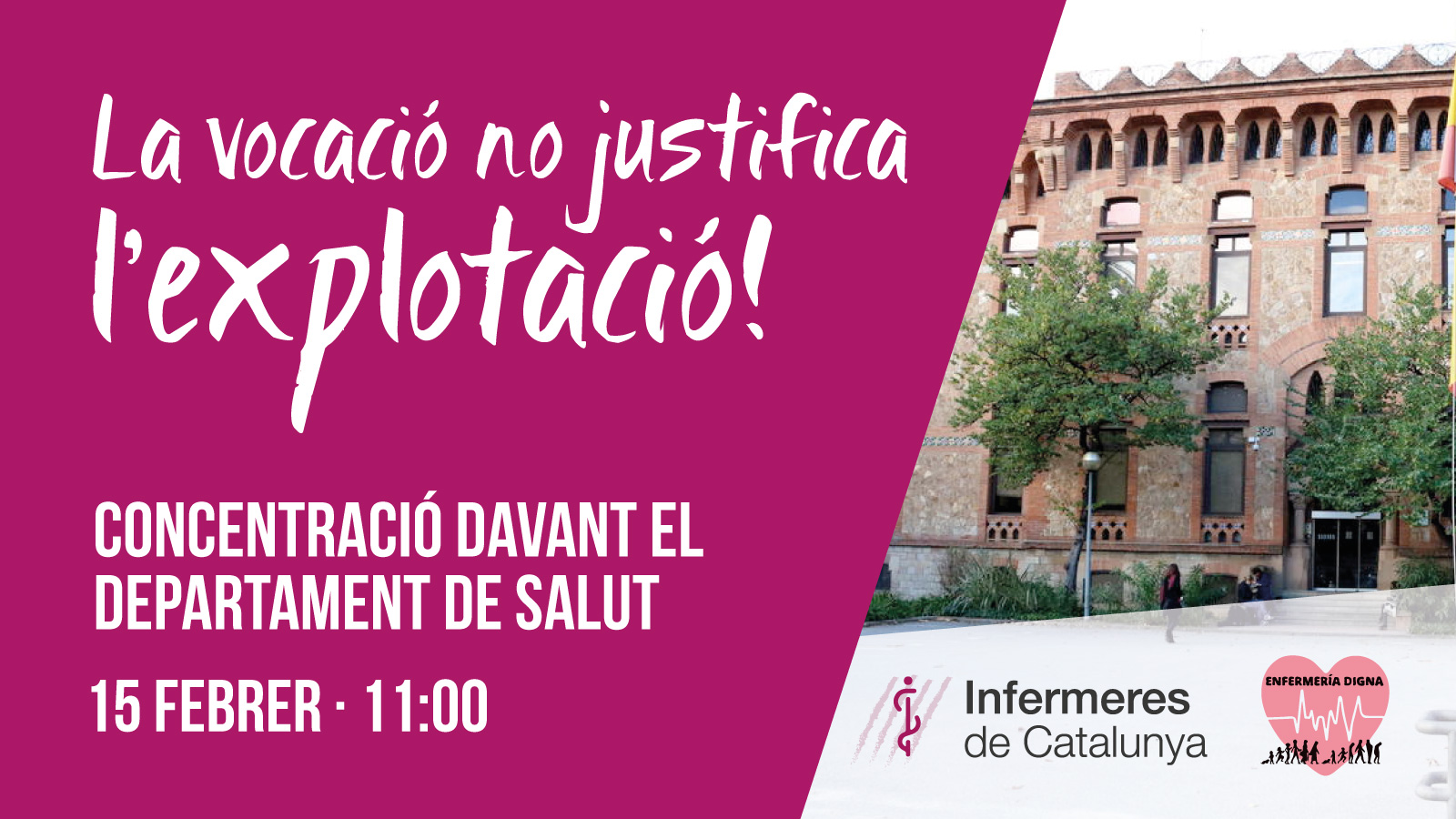 El dia 15 de febrer les infermeres ens concentrem davant el Departament de Salut!